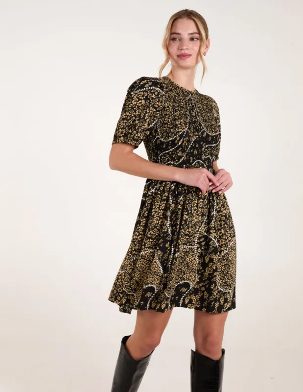 Shirred Front Puff Sleeve Mini Dress sold by Blue Vanilla