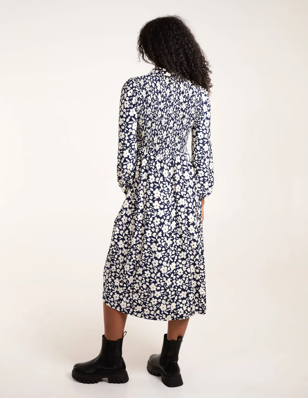 Floral Shirred Midi Shirt Dress sold by Blue Vanilla product image thumbnail 4