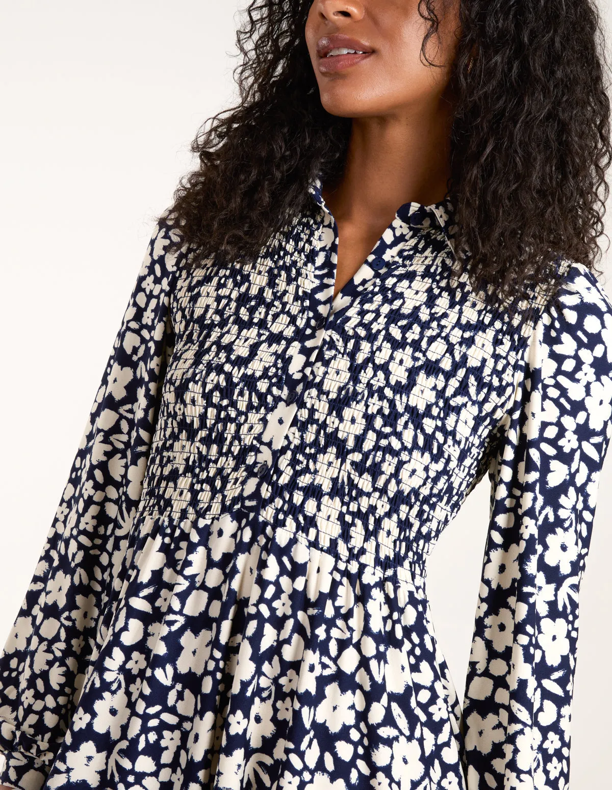 Floral Shirred Midi Shirt Dress sold by Blue Vanilla product image thumbnail 3