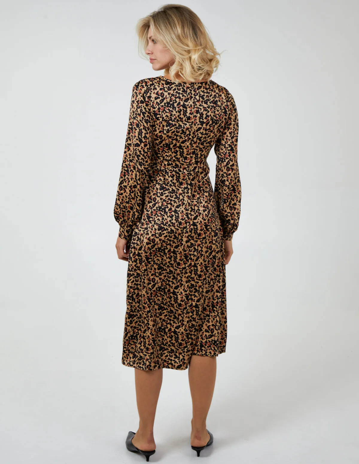 Leopard Print Wrap Midi Dress sold by Blue Vanilla product image thumbnail 2