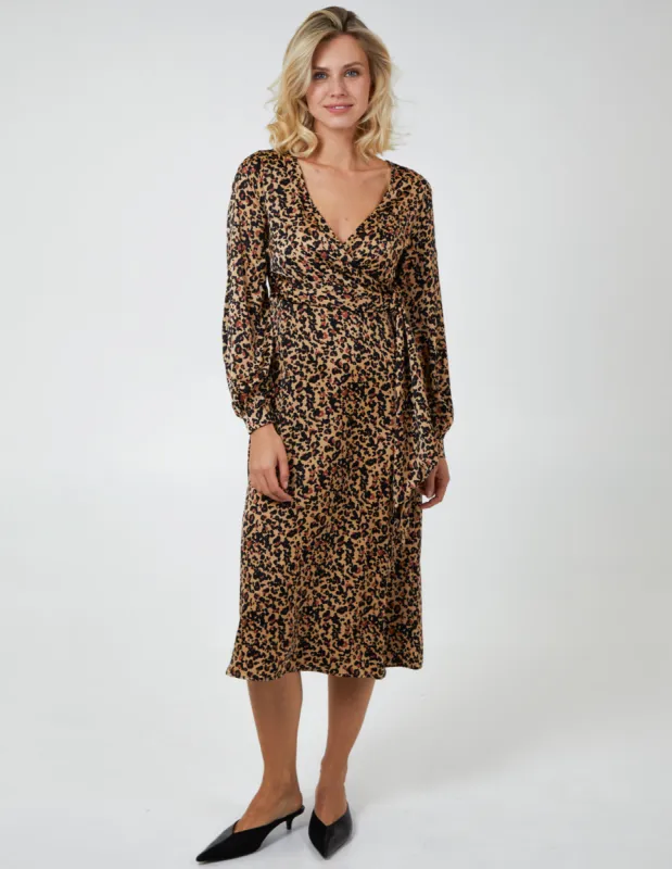Leopard Print Wrap Midi Dress sold by Blue Vanilla