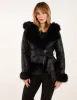 Hooded Zip Faux Fur Cropped PU Jacket sold by Blue Vanilla