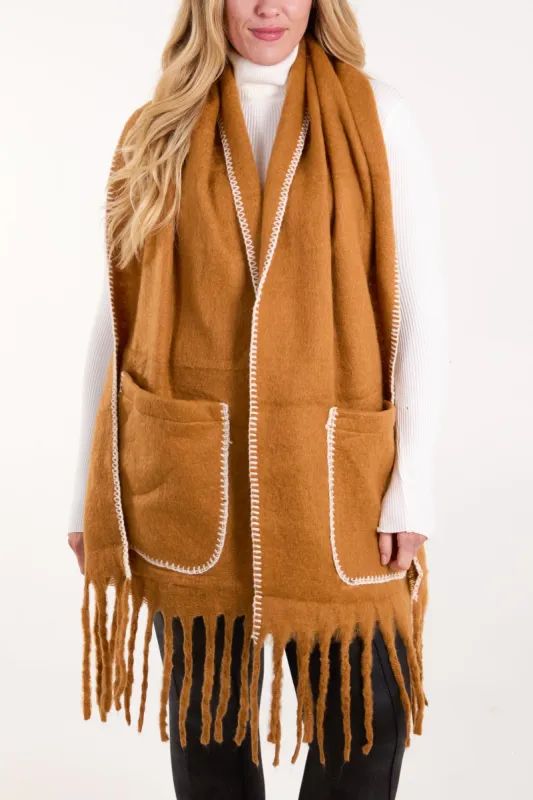 Stitch Edge Scarf With Pockets sold by Blue Vanilla