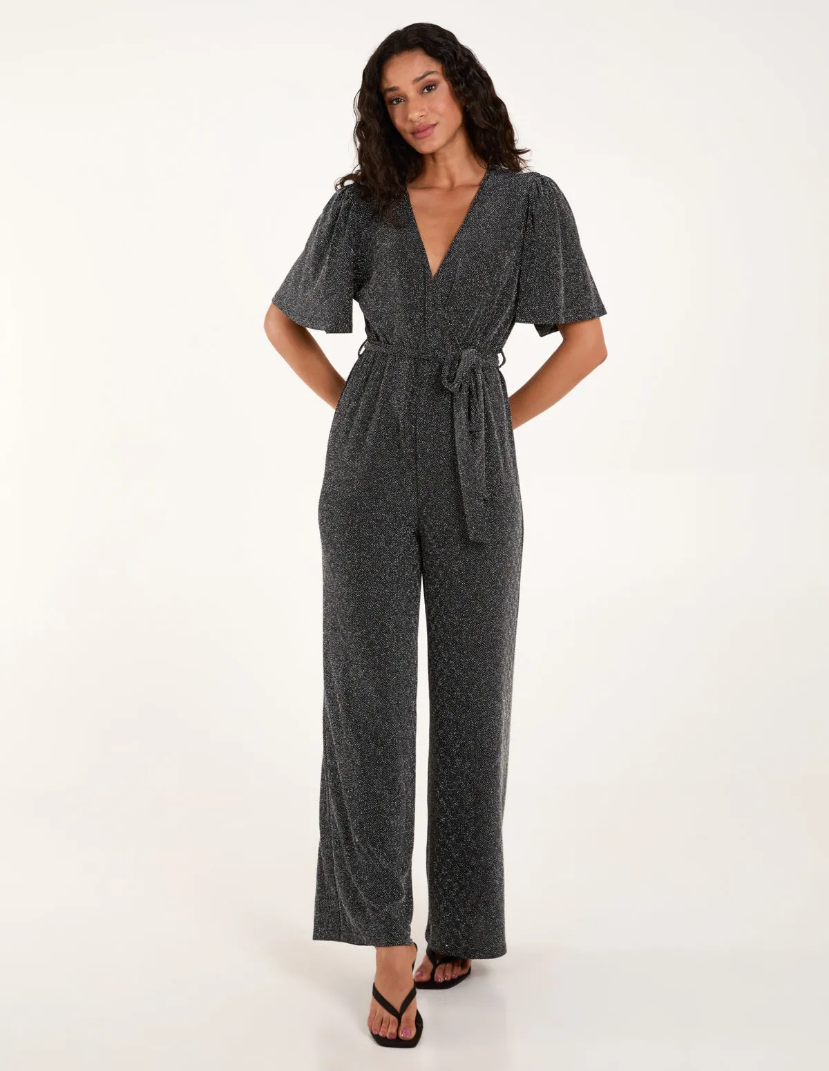 Lurex Belted Waist Flared Jumpsuit sold by Blue Vanilla product image thumbnail 4