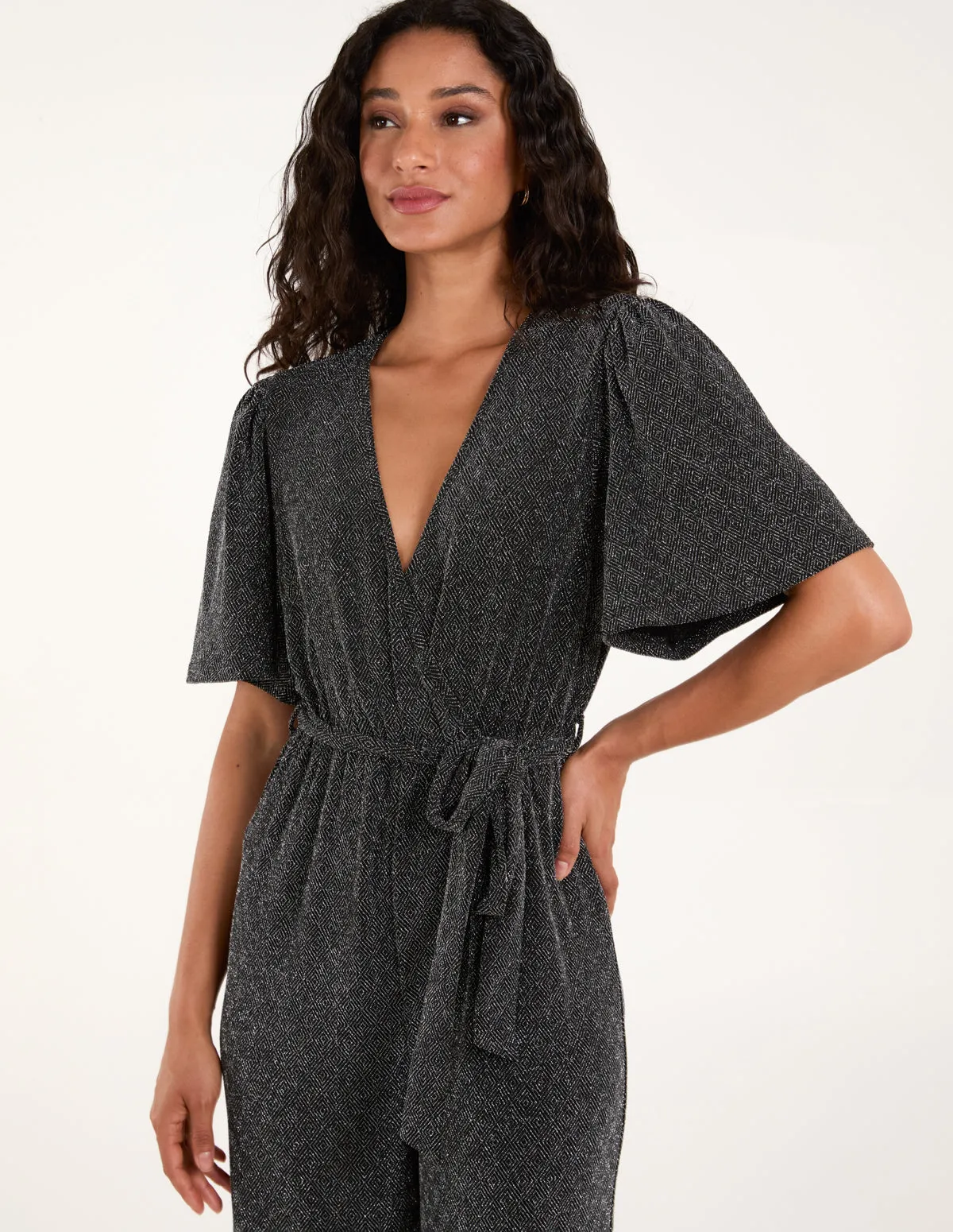 Lurex Belted Waist Flared Jumpsuit sold by Blue Vanilla product image thumbnail 3