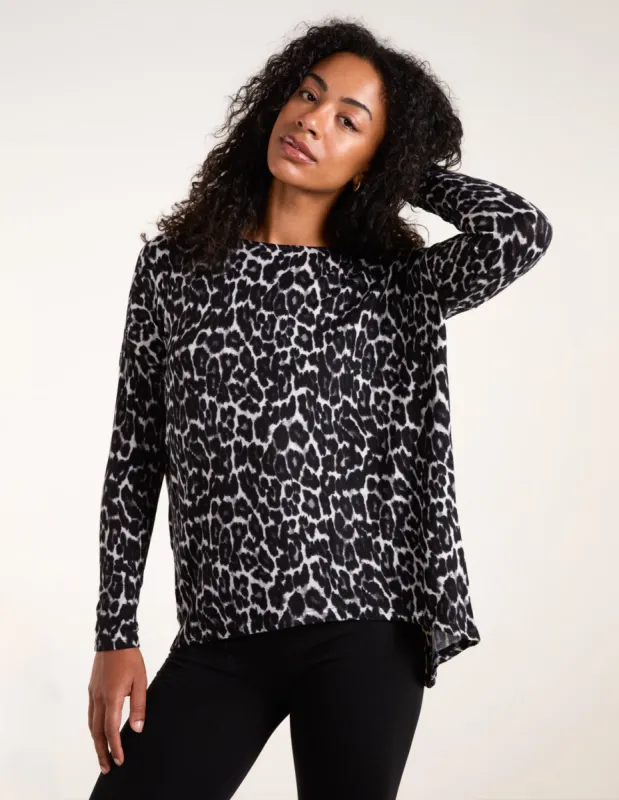 Long Sleeve Bow Back Leopard Top sold by Blue Vanilla
