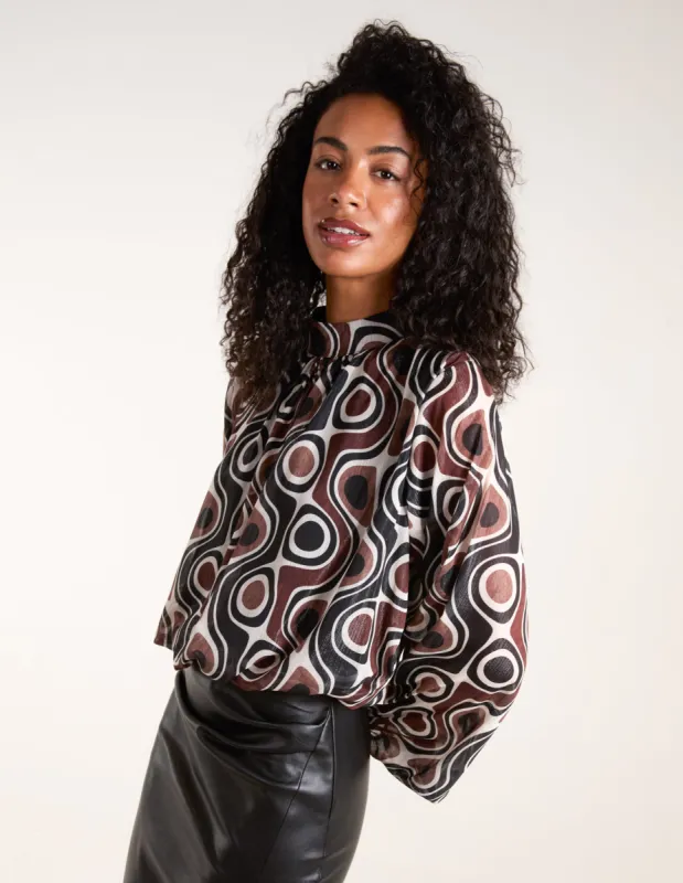 High Neck Puffball Geometric Top sold by Blue Vanilla