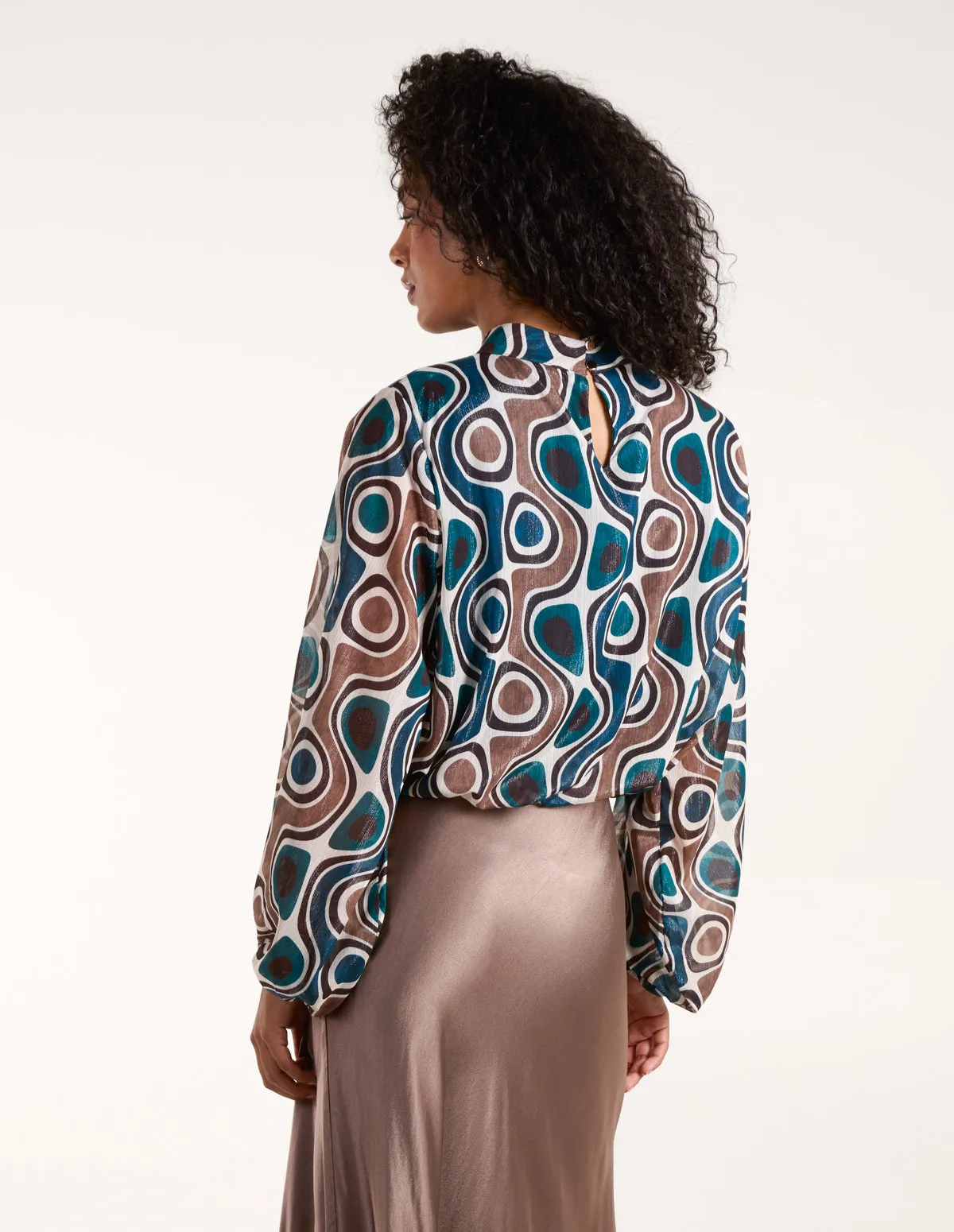 High Neck Puffball Geometric Top sold by Blue Vanilla product image thumbnail 4