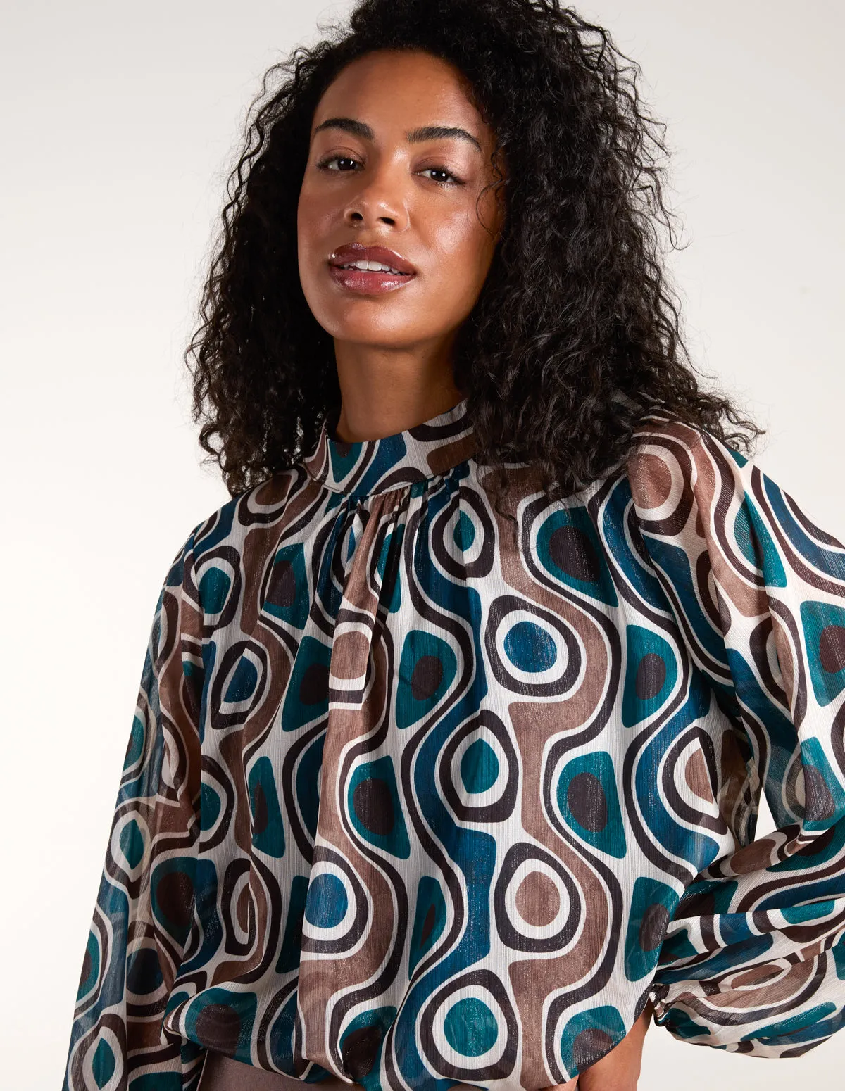 High Neck Puffball Geometric Top sold by Blue Vanilla product image thumbnail 3