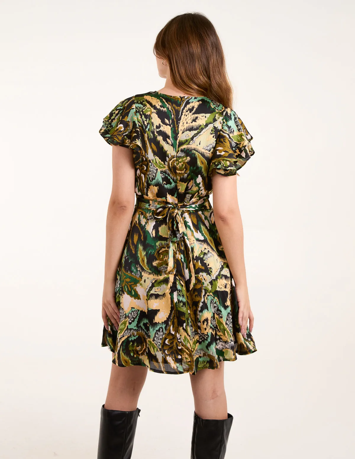 Abstract Angel Sleeve Wrap Mini Dress sold by Blue Vanilla product image thumbnail 4