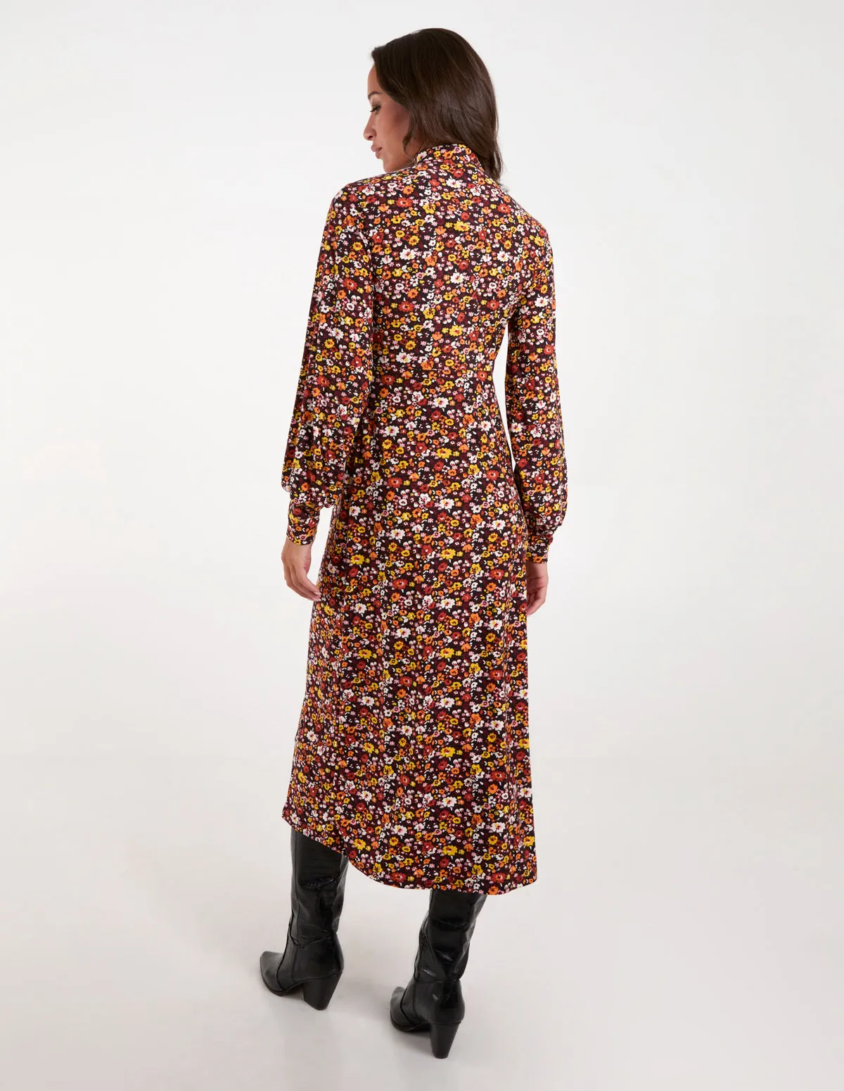 Deep V Keyhole Tie Up High Neck Midi Dress sold by Blue Vanilla product image thumbnail 4