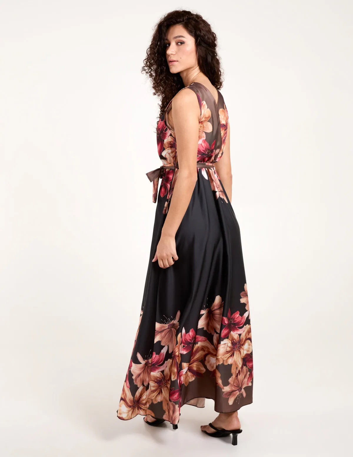 Satin Print Double V Wrap Floral Dress sold by Blue Vanilla product image thumbnail 4