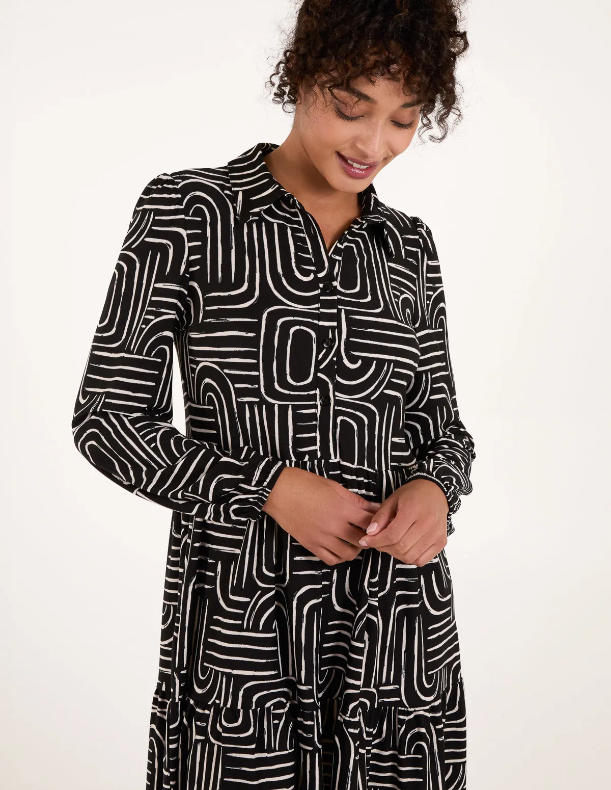 Geometric Button Front Smock Shirt Dress sold by Blue Vanilla product image thumbnail 3