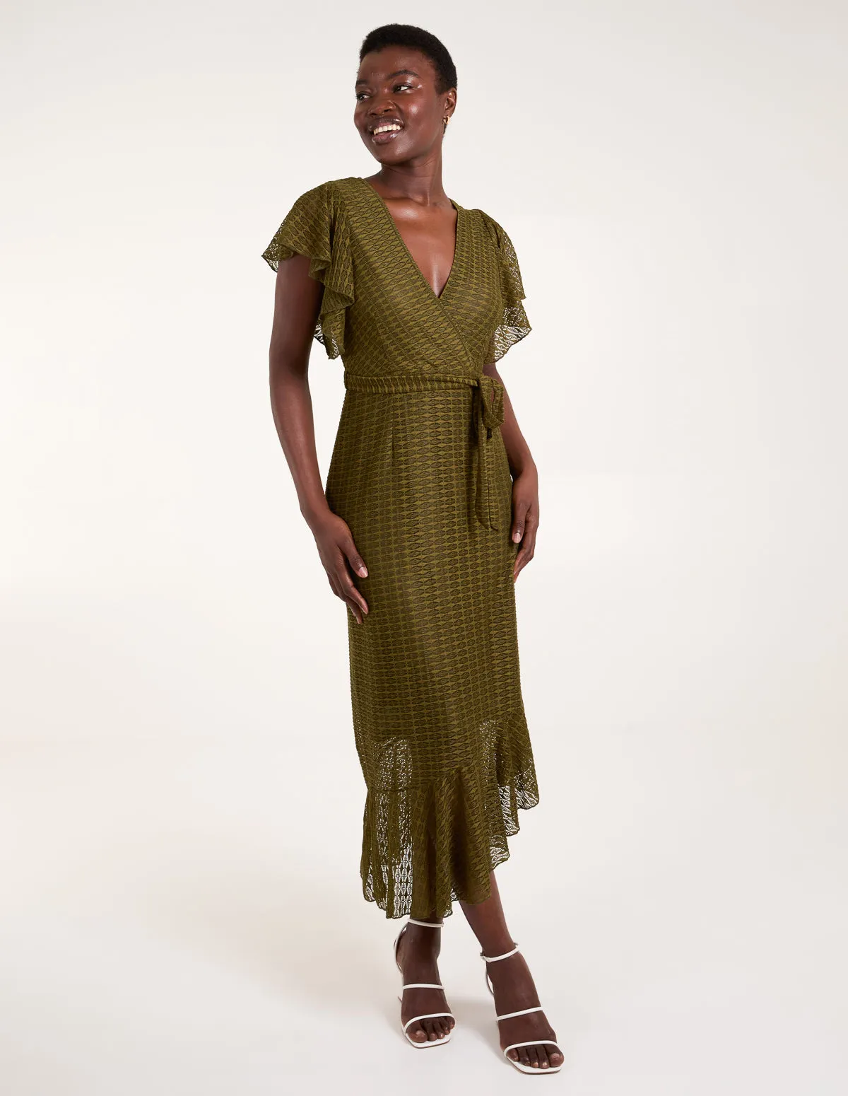 Lace Wrap Asymmetric Midi Dress sold by Blue Vanilla product image thumbnail 2