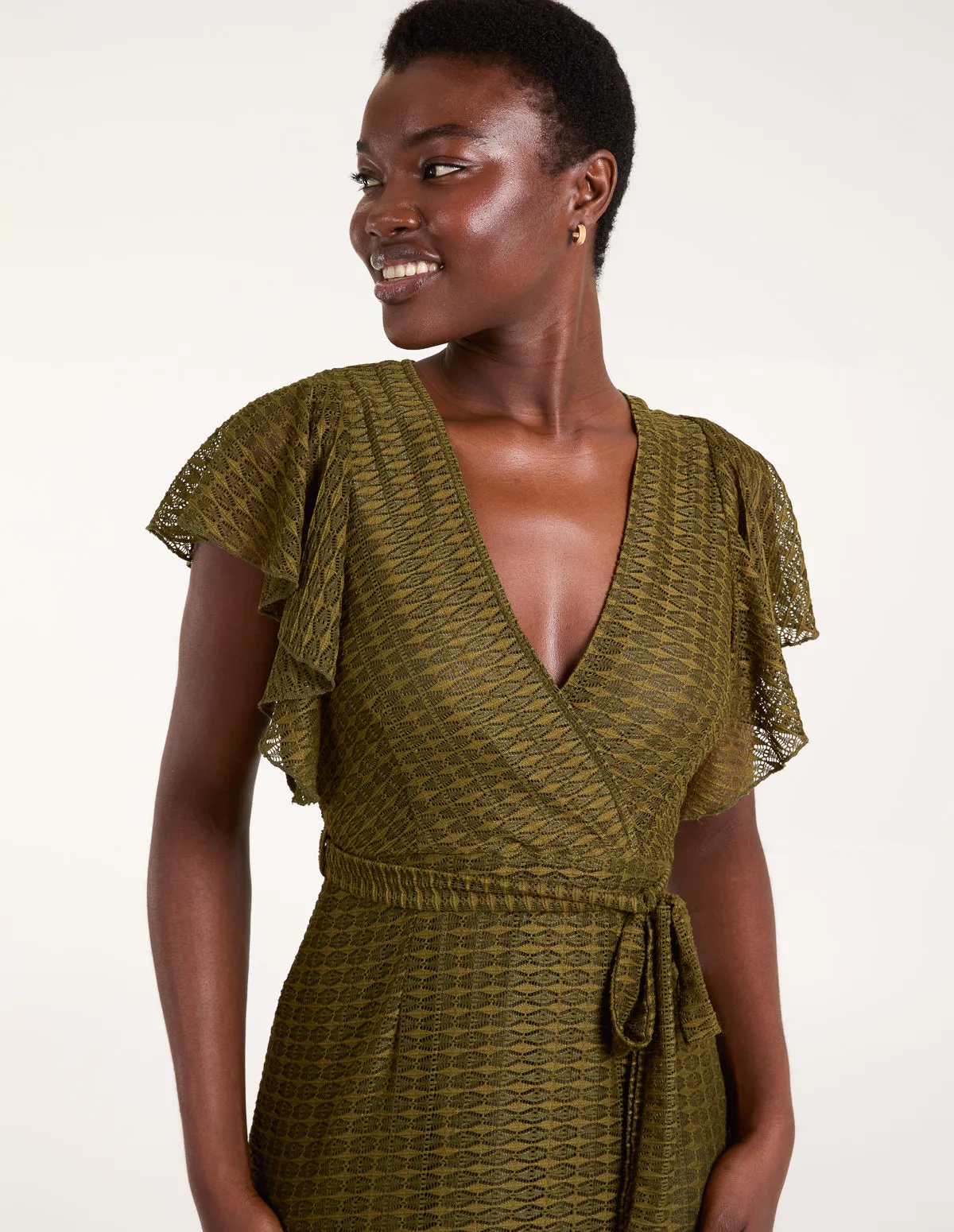 Lace Wrap Asymmetric Midi Dress sold by Blue Vanilla product image thumbnail 4