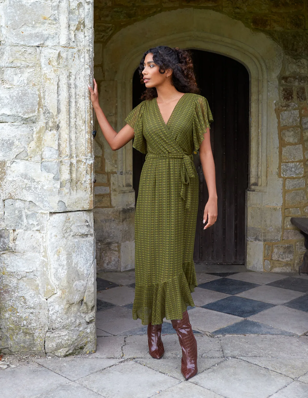 Lace Wrap Asymmetric Midi Dress sold by Blue Vanilla