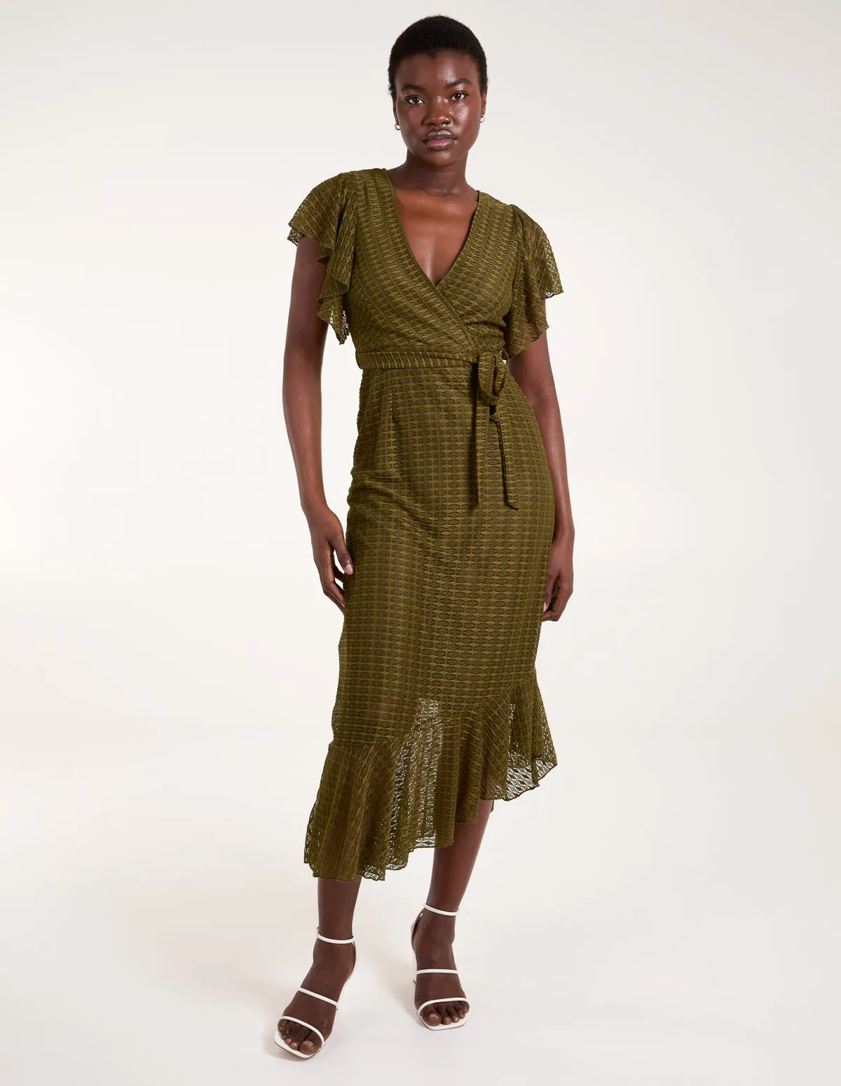 Lace Wrap Asymmetric Midi Dress sold by Blue Vanilla product image thumbnail 5