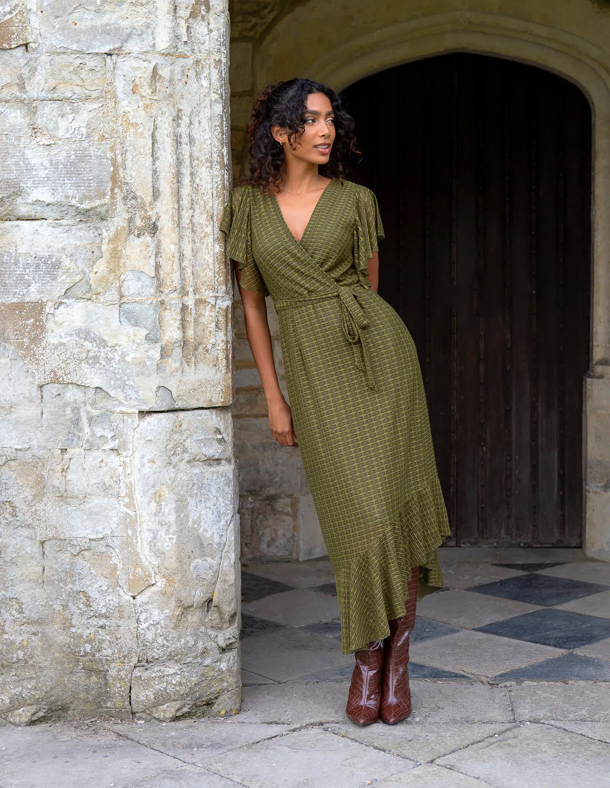 Lace Wrap Asymmetric Midi Dress sold by Blue Vanilla product image thumbnail 3