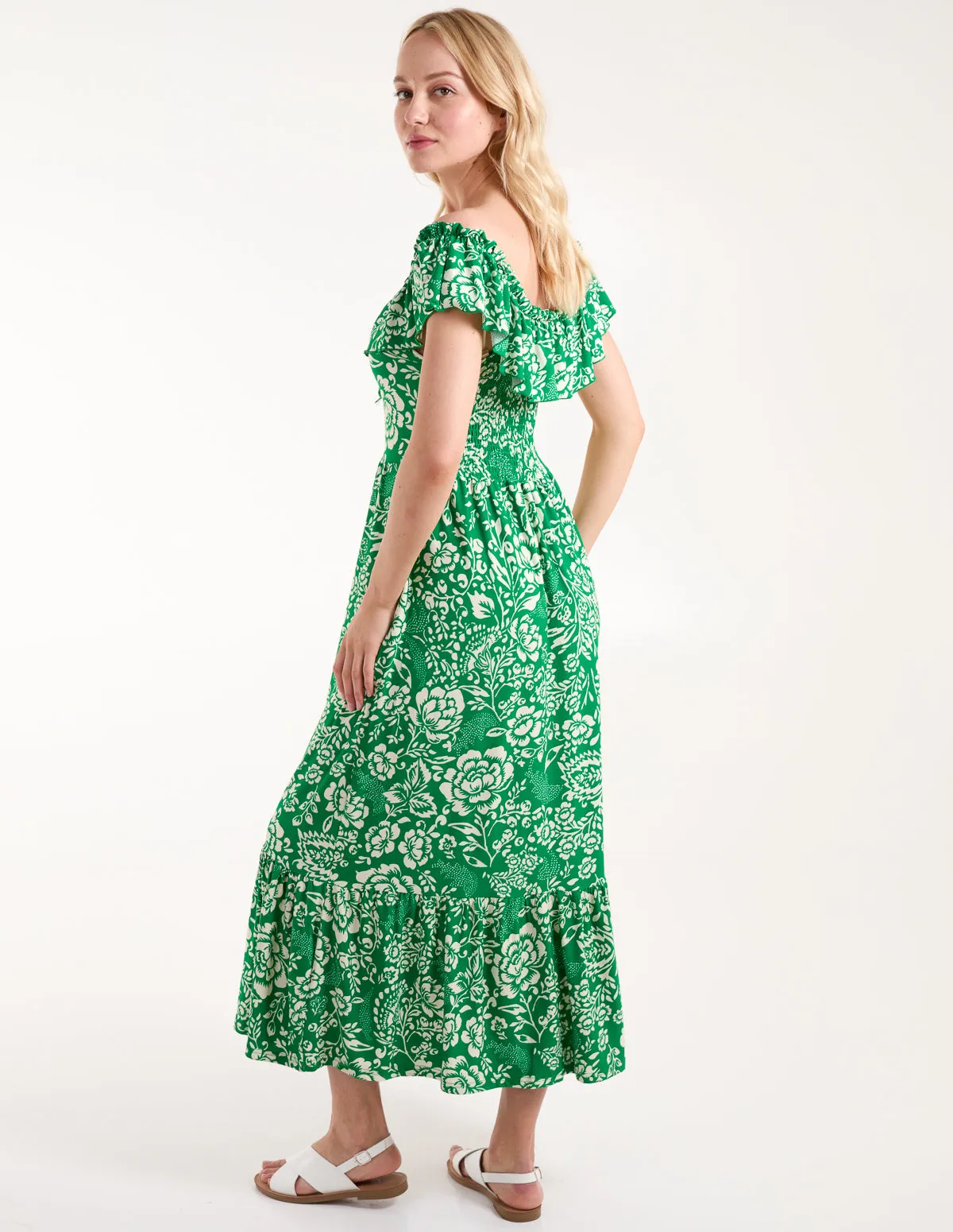 Elasticated Bardot Printed Maxi Dress sold by Blue Vanilla product image thumbnail 5