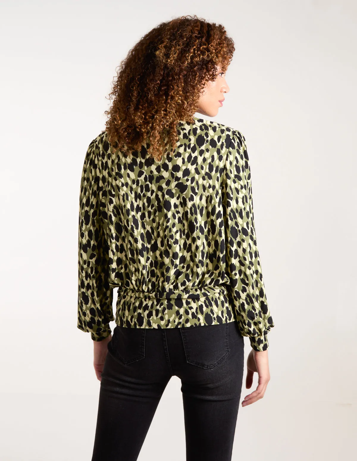 Wrap Front Leopard Print Deep Hem Band Top sold by Blue Vanilla product image thumbnail 4