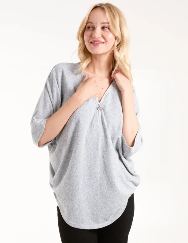 Heart Half Zip Front Top sold by Blue Vanilla