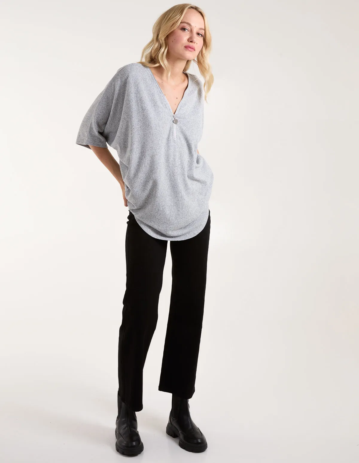 Heart Half Zip Front Top sold by Blue Vanilla product image thumbnail 3