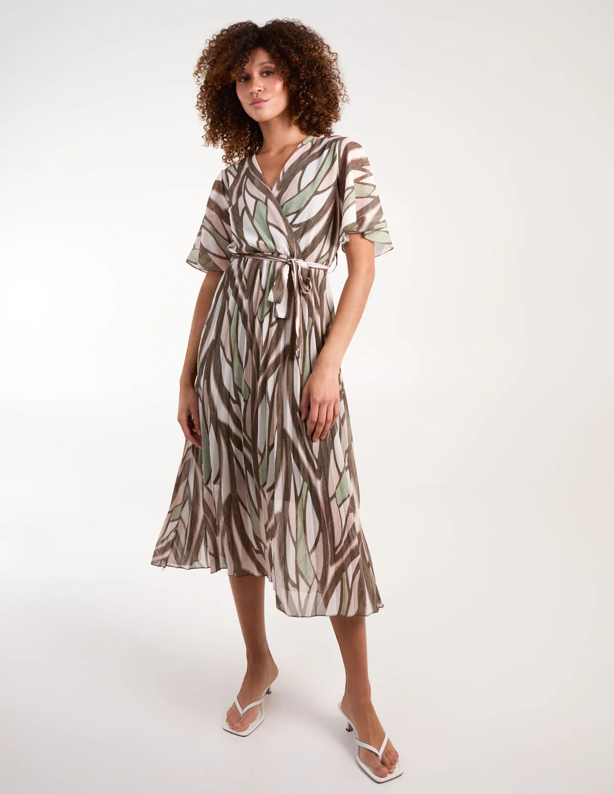 Wrap Over Pleated Midi Dress With Belt sold by Blue Vanilla product image thumbnail 3