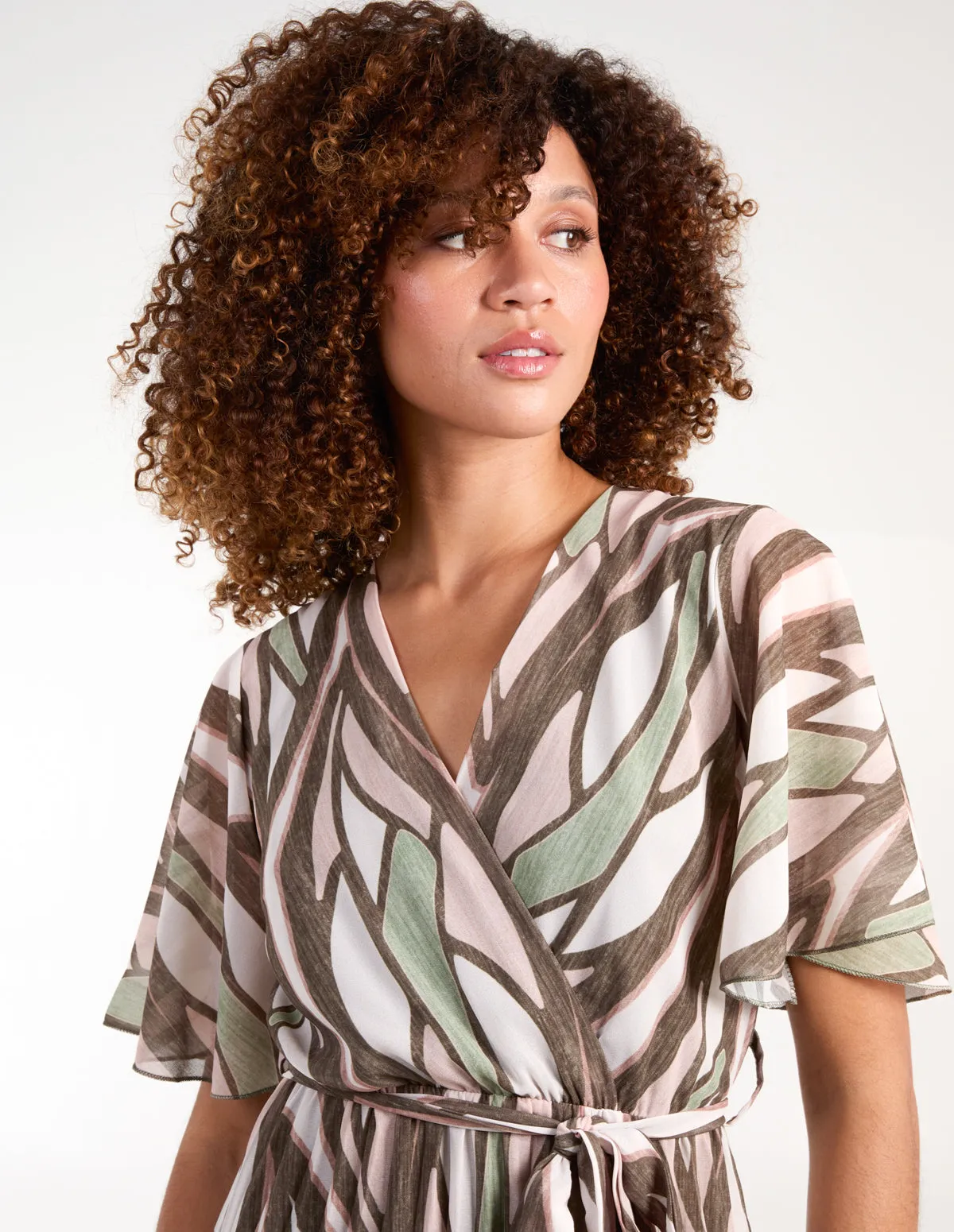 Wrap Over Pleated Midi Dress With Belt sold by Blue Vanilla product image thumbnail 2