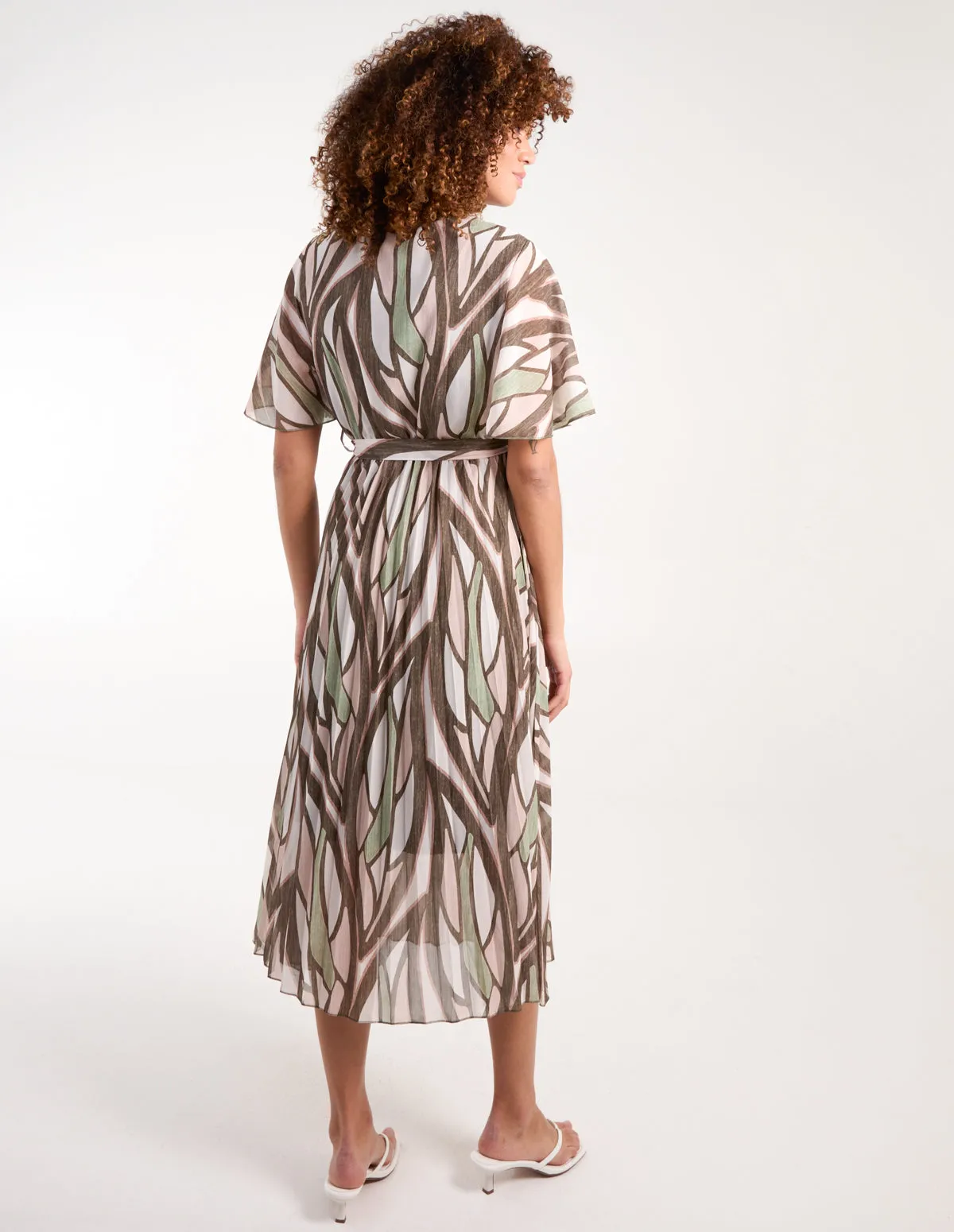 Wrap Over Pleated Midi Dress With Belt sold by Blue Vanilla product image thumbnail 4
