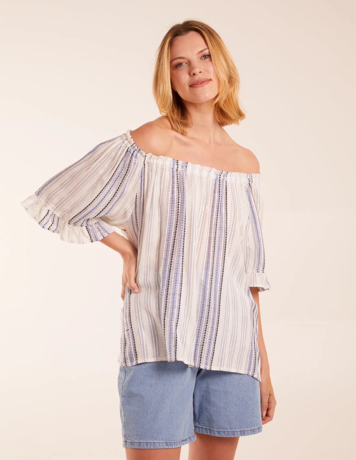 Lurex Strip Bardot Top sold by Blue Vanilla