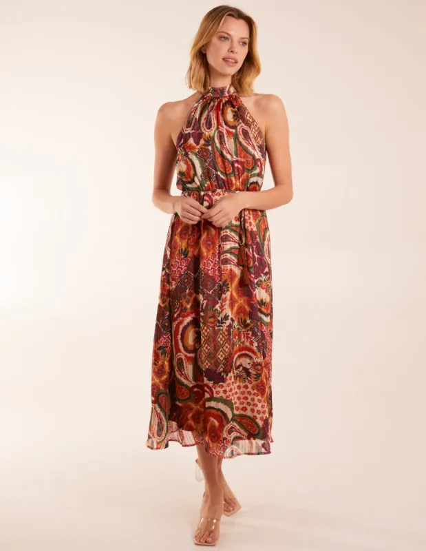 Paisley Halter Neck Tassel Detail Midi Dress sold by Blue Vanilla