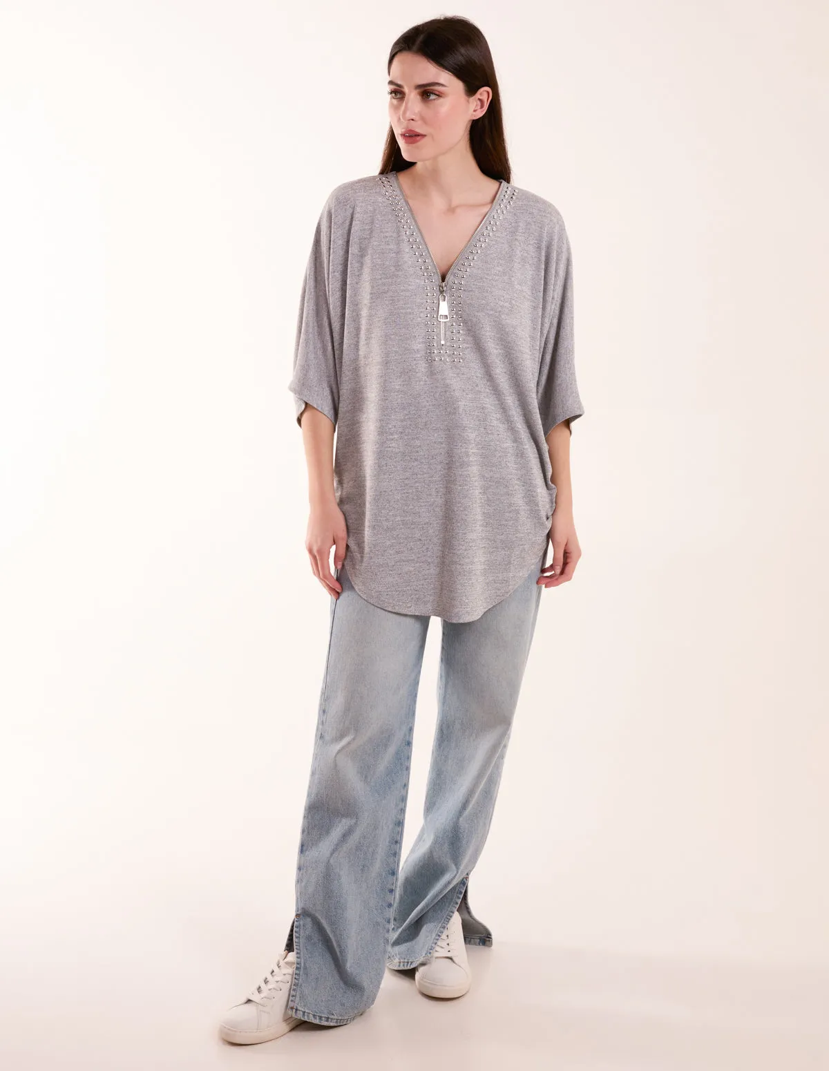 Studded Half Zip Front Top sold by Blue Vanilla product image thumbnail 2