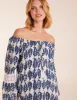 Leaf Print Elasticated Bardot Neck Tunic Dress sold by Blue Vanilla