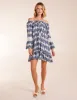 Leaf Print Elasticated Bardot Neck Tunic Dress sold by Blue Vanilla