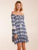 Leaf Print Elasticated Bardot Neck Tunic Dress sold by Blue Vanilla