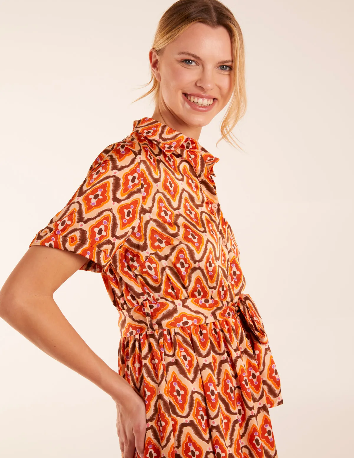 Geometric Belted Maxi Shirt Dress sold by Blue Vanilla product image thumbnail 3