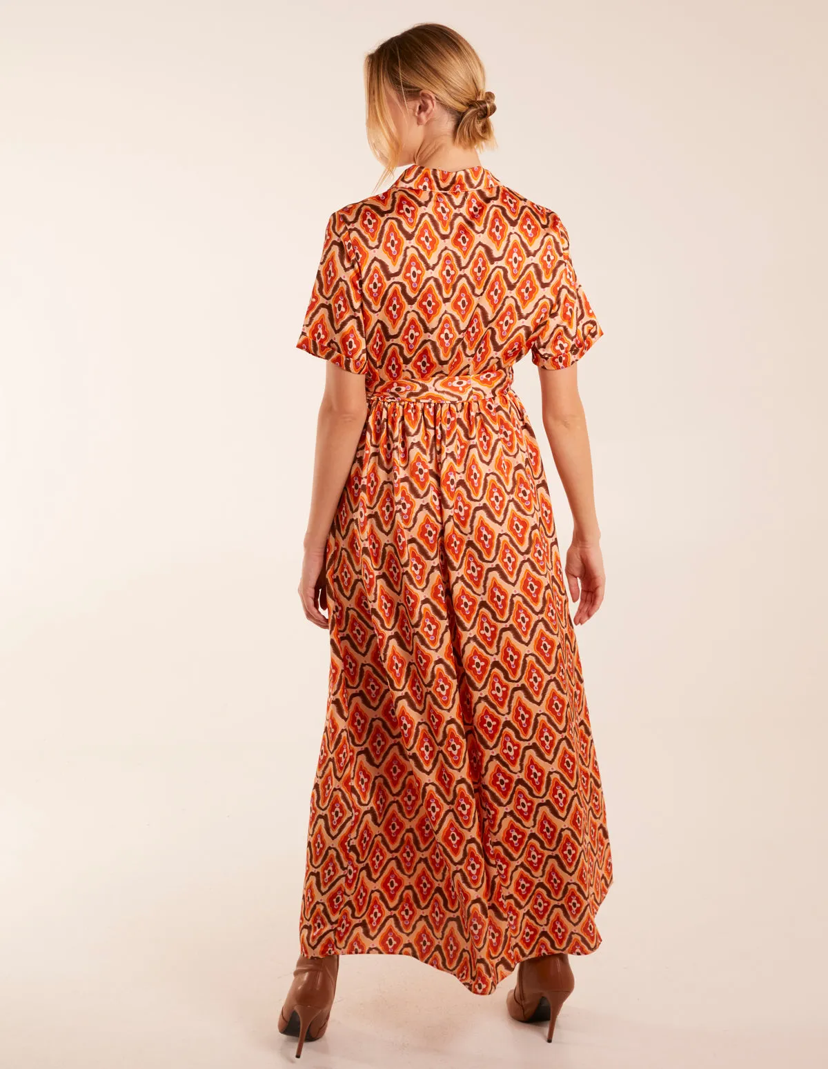 Geometric Belted Maxi Shirt Dress sold by Blue Vanilla product image thumbnail 4