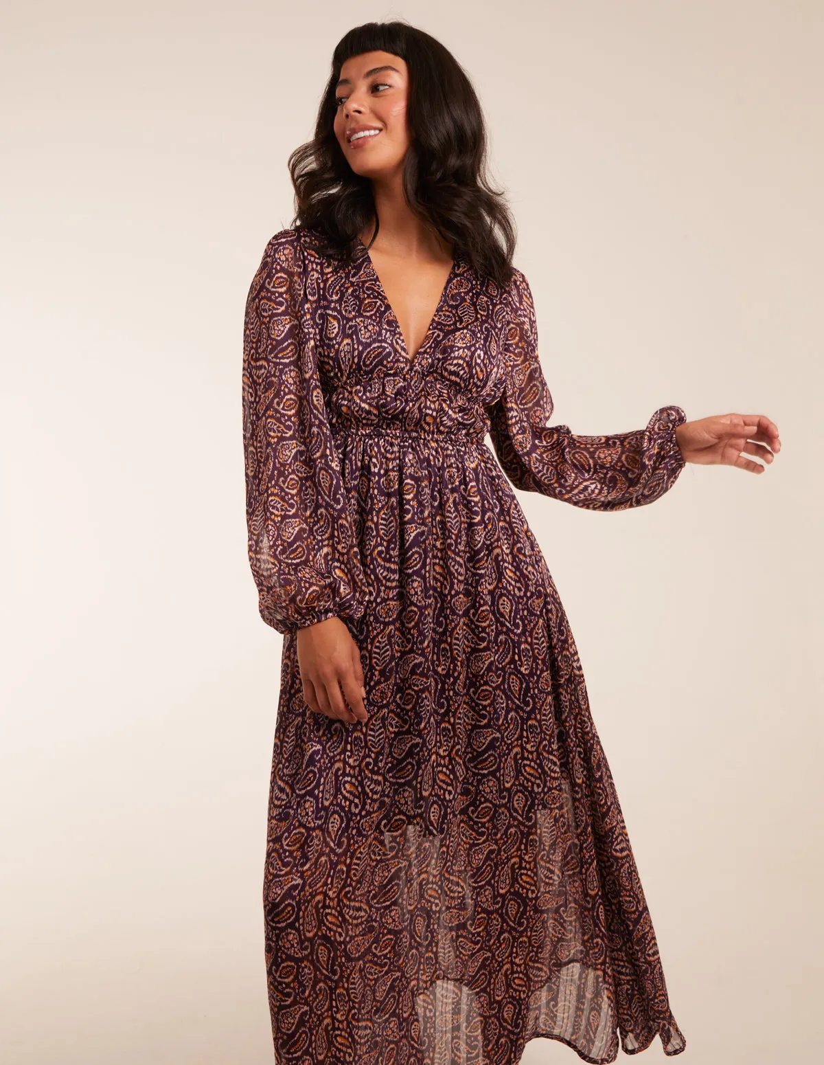 Paisley Printed Shirred Waist Maxi Dress sold by Blue Vanilla product image thumbnail 4