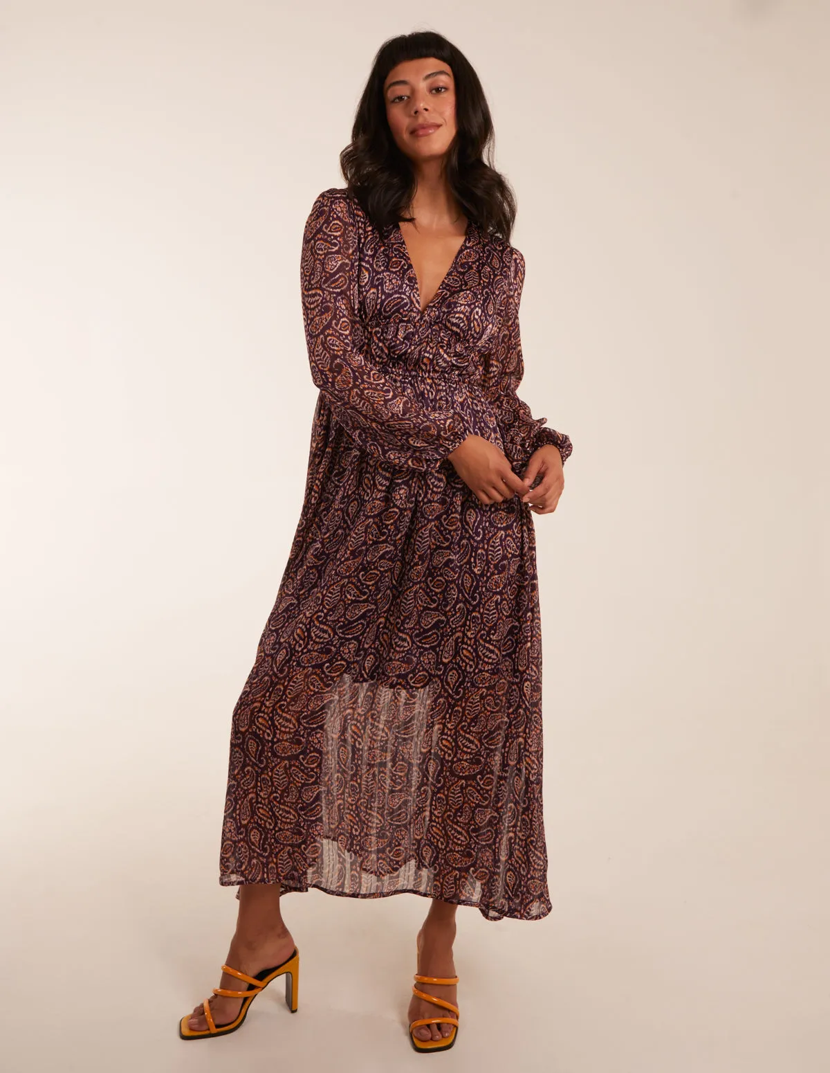Paisley Printed Shirred Waist Maxi Dress sold by Blue Vanilla product image thumbnail 2