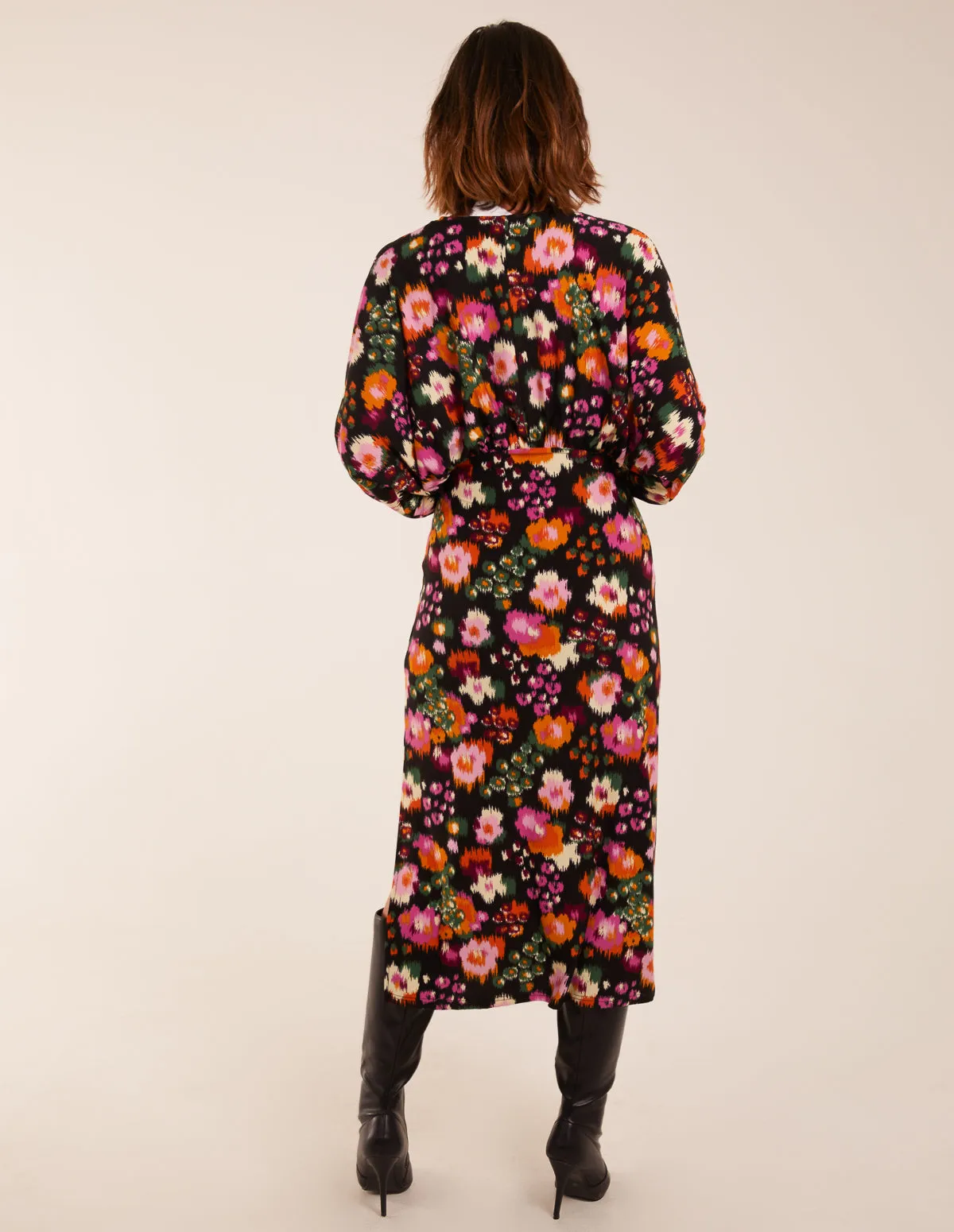 Wrap Batwing Floral Midi Dress With Side Split sold by Blue Vanilla product image thumbnail 4