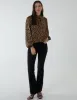 High Neck Leopard Print Satin Blouson Top sold by Blue Vanilla