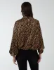 High Neck Leopard Print Satin Blouson Top sold by Blue Vanilla