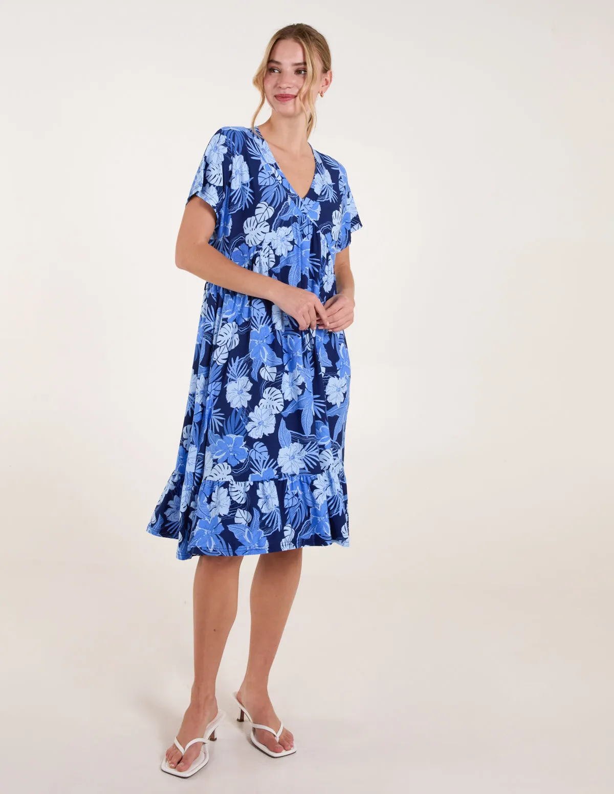 Tropical V Neck Smock Style Tunic Dress sold by Blue Vanilla product image thumbnail 2