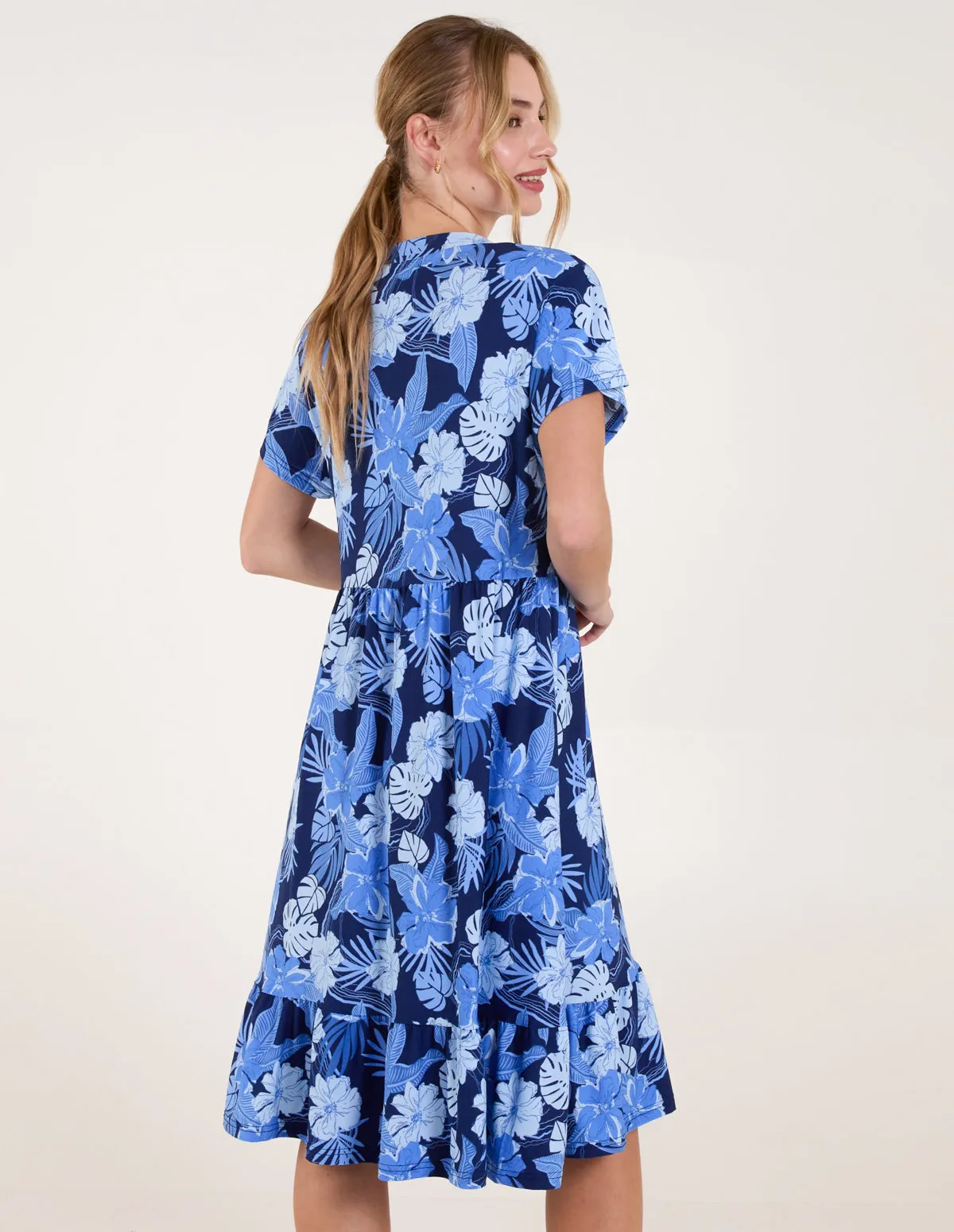 Tropical V Neck Smock Style Tunic Dress sold by Blue Vanilla product image thumbnail 4