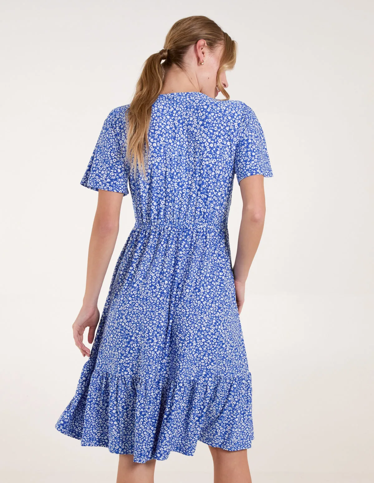 Ditsy Printed Angel Sleeve Elasticated V Neck Dress sold by Blue Vanilla product image thumbnail 4