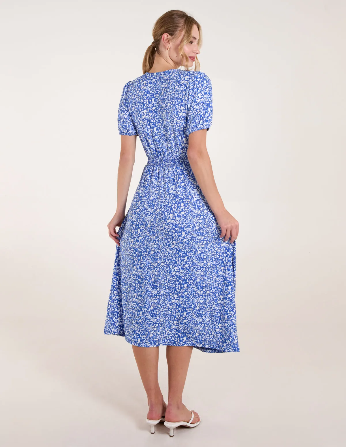 Short Sleeve Button Front Split Front Midi Dress sold by Blue Vanilla product image thumbnail 4