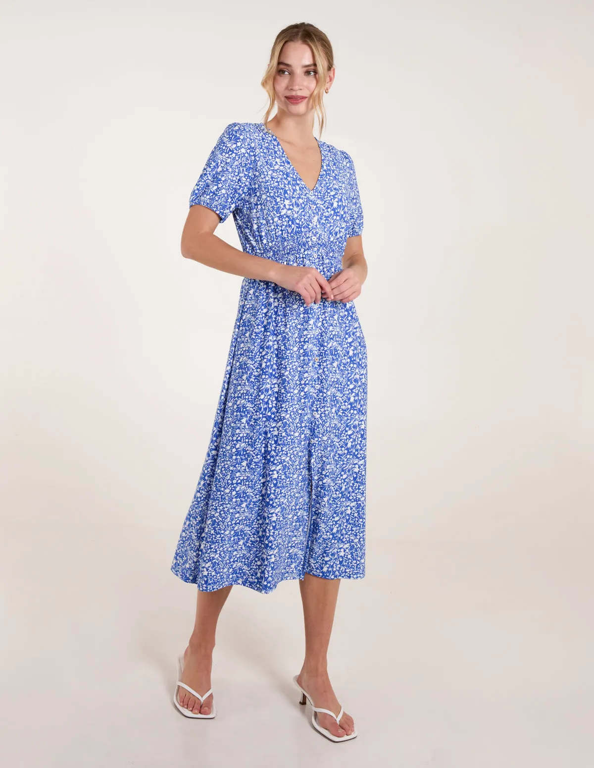 Short Sleeve Button Front Split Front Midi Dress sold by Blue Vanilla product image thumbnail 2