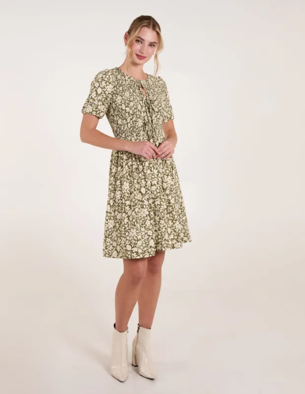 Tie Keyhole Front Puff Sleeve Dress sold by Blue Vanilla