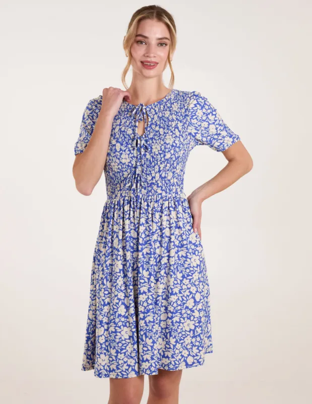 Tie Keyhole Front Puff Sleeve Dress sold by Blue Vanilla