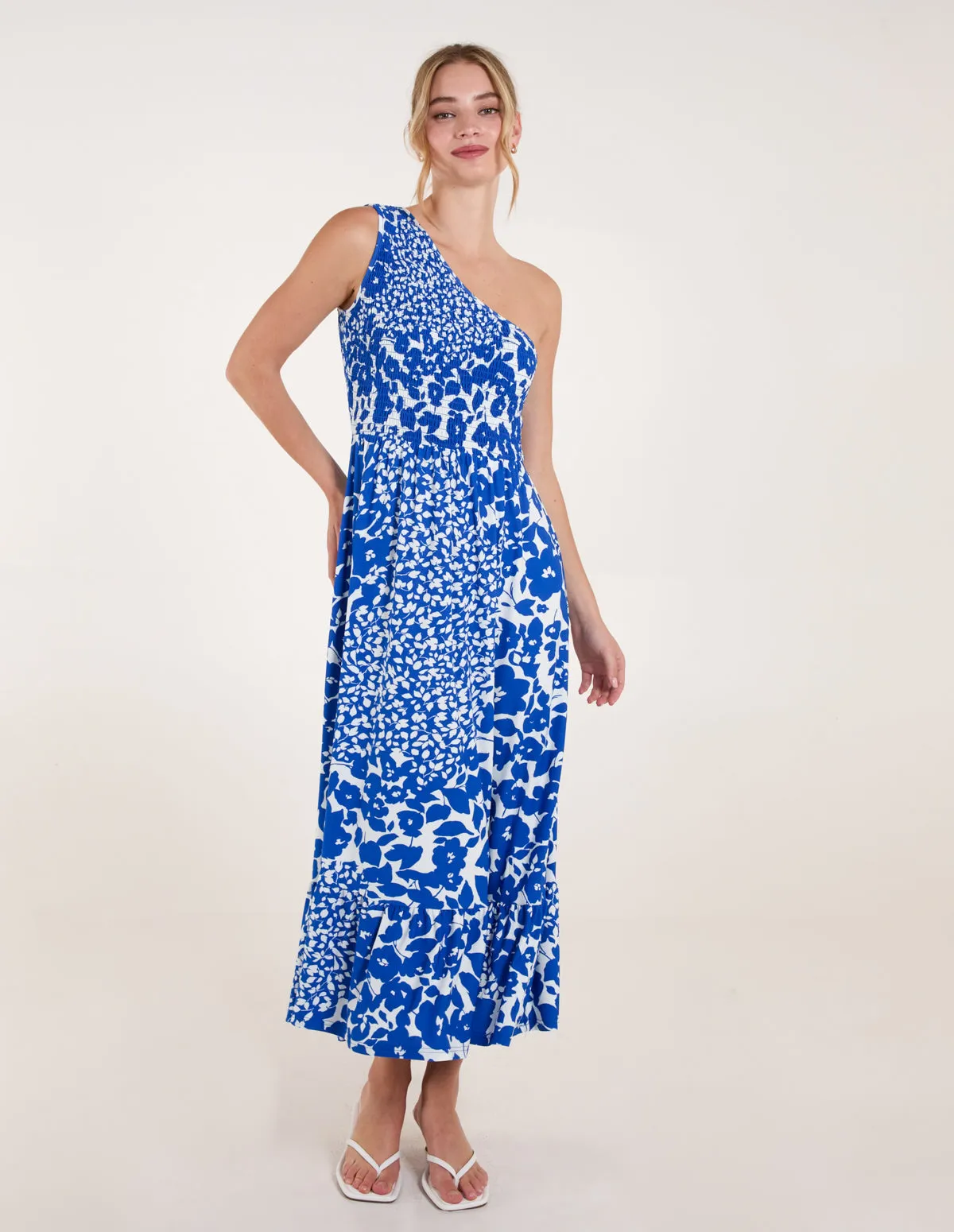 Shirred Waist One Shoulder Maxi Dress sold by Blue Vanilla product image thumbnail 3